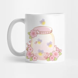 Magical Sakura Cherry Blossoms Floral Firefly Bottle Mug